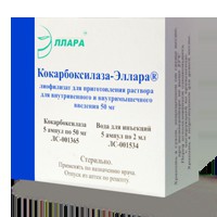 Кокарбоксилаза-Эллара, лиофилизат для приготовления раствора для внутривенного и внутримышечного введения 50 мг 5 шт ампулы
