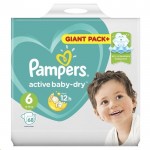 Подгузники, Pampers (Памперс) 13-18 кг р. 6 №68 актив беби драй