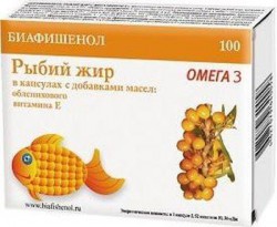 Рыбий жир Биафишенол с маслом облепихи и витамином Е 100 шт. капс. 0.3 г
